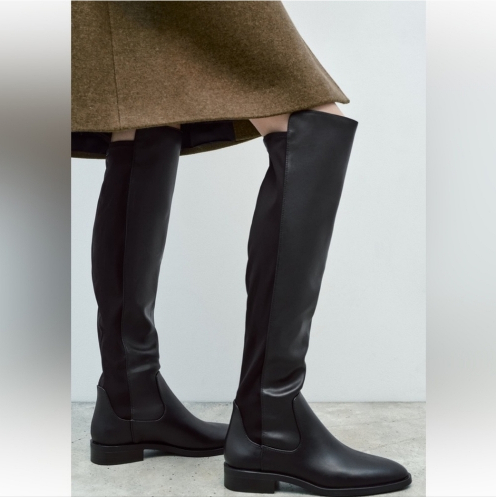 FLAT HEELED OVER-THE-KNEE BOOTS SIZE 8 - Picture 5 of 7